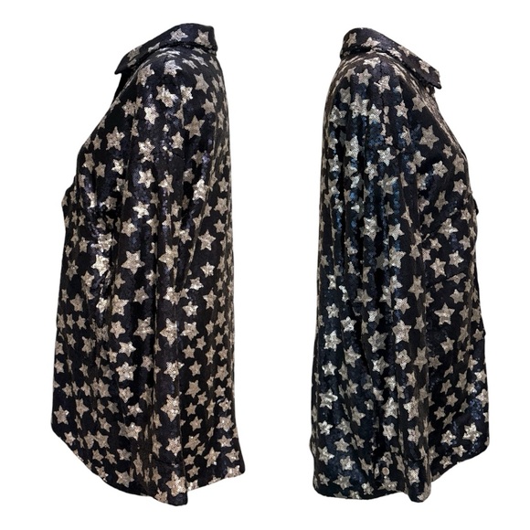 NWOT Zara Blue and White Sequin Star Jacket Top | Small (Runs Large) - Picture 4 of 6